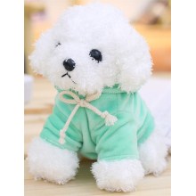 绿色卫衣白色泰迪狗