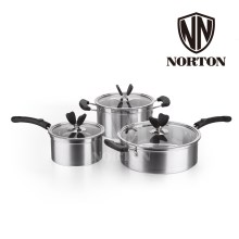 NORTON 诺顿米洛经典套装锅具欧式加厚煲汤锅煎锅煮奶锅三件套平底锅辅食锅炒菜锅不锈钢家用电磁炉锅 16cm奶锅 20cm汤锅 24cm煎锅