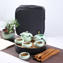 定窑陶瓷茶壶一两旅行杯户外人一包便携式旅游套装功夫茶具器泡茶